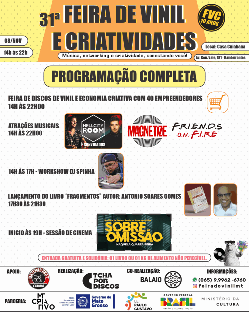 Cultura: Feira do Vinil celebra 10 anos com edição especial recheada de música e arte na Casa Cuiabana 11
